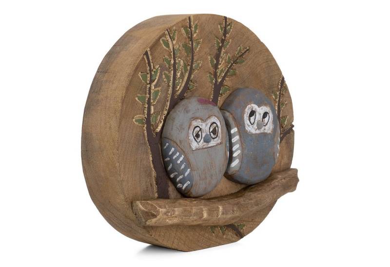 Moritz Skulptur Skulptur Eulen Figuren Baumscheibe 29x28x10cm, Dekoobjekt Holz, Tischdeko, Fensterdeko, Wanddeko, Holzdeko von Moritz