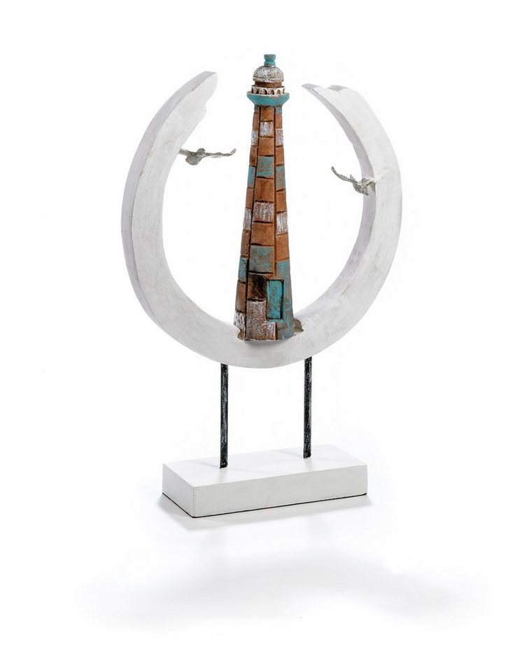 Moritz Skulptur Skulptur Leuchtturm Maritim 9x32x49cm, Dekoobjekt Holz, Tischdeko, Fensterdeko, Wanddeko, Holzdeko von Moritz