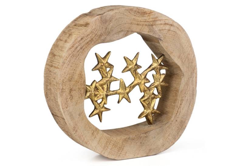Moritz Dekoobjekt Skulptur Sternenhimmel gold 28x27x7cm, Holz, Tischdeko, Fensterdeko, Wanddeko, Holzdeko, Weihnachtsdeko von Moritz