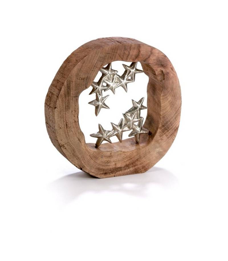 Moritz Skulptur Dekofigur Sternenhimmel aus Mangoholz und Aluminium 27,5 cm, Holz, Tischdeko, Fensterdeko, Wanddeko, Holzdeko, Weihnachtsdeko von Moritz