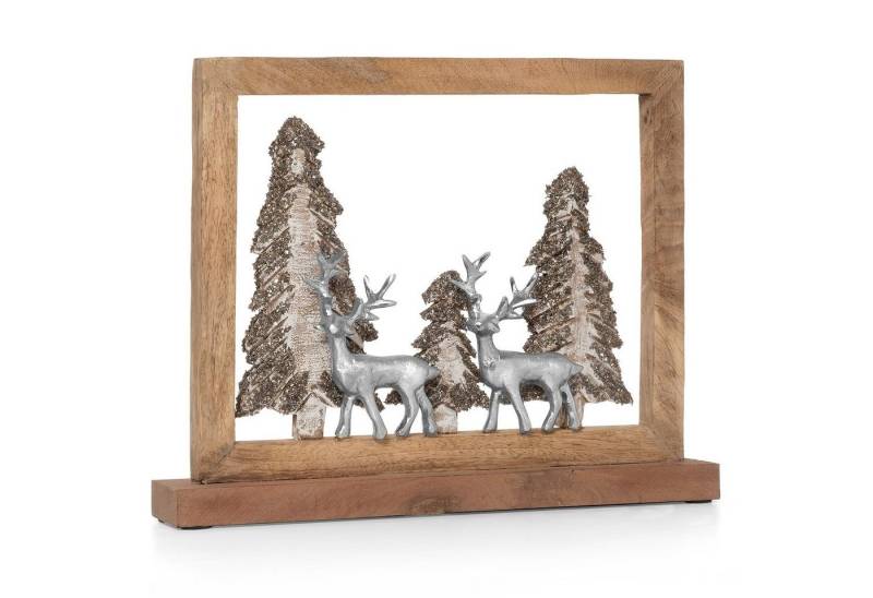 Moritz Skulptur Tischdeko Rentiere im Wald 33 cm, Holz, Tischdeko, Fensterdeko, Wanddeko, Holzdeko, Weihnachtsdeko von Moritz