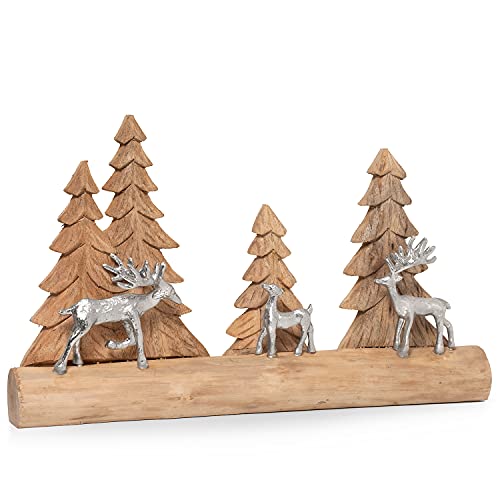 Moritz Skulptur Tischdeko aus Holz | Rentiere im Wald | Rentiere Deko | 33 cm Höhe | Rentiere Weihnachten Deko I braun von Moritz