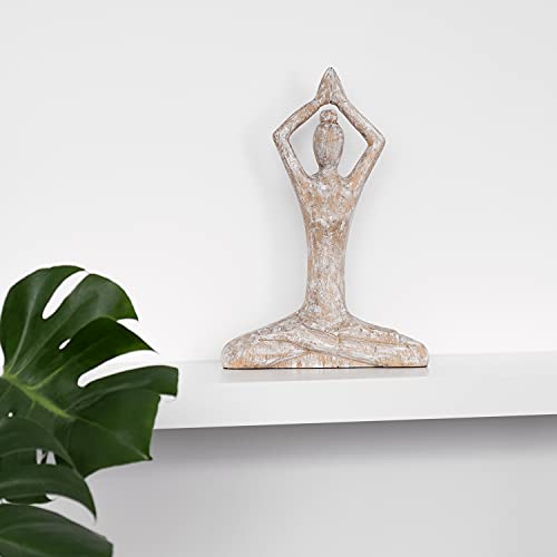 Moritz Skulptur Yoga Lady I Schneidersitz Siddhasana Pose I 37 x 26 x 8 cm I Mangoholz Holz Deko Figur I Wohnzimmer Dekoration I Tisch Deko I Skulpturen Deko Modern von Moritz