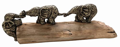 Moritz Skulptur Elefanten 51 x 10 x 17 cm I Deko Figur Elefant I Symbol für Teamgeist und Zusammenhalt I Dekoration Für zu Hause I Büro I Wohnzimmer Dekoration I Tisch Deko I braun von Moritz