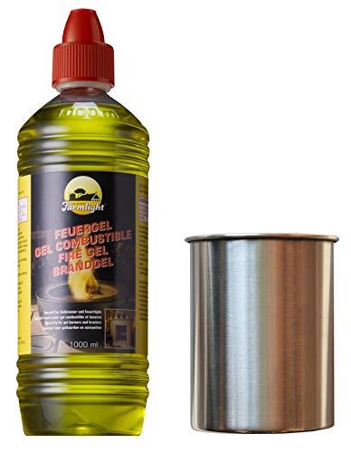 Moritz Starter Set 1 x 1000 ml Brenngel + 1x Edelstahldose 500 ml für Brenner Kamin Ofen Sicherheitsbrenner Brennpaste von Moritz