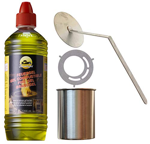 Moritz Starter Set 2 x 1000 ml Brenngel + 2X Edelstahldose 500 ml + 1x Flammenkiller + 2X Sparplatte für Brenner Kamin Ofen Sicherheitsbrenner Brennpaste von Moritz