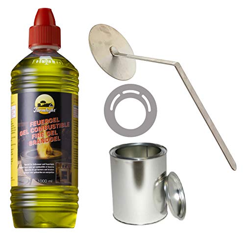 Moritz Starter Set 4 x 1000 ml Brenngel + 2X Blechdose 500 ml mit Deckel + 1x Flammenkiller + 2X Sparplatte für Brenner Kamin Ofen Sicherheitsbrenner Brennpaste von Moritz