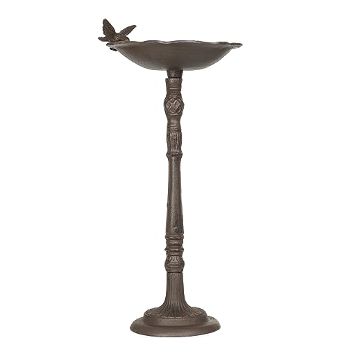 Moritz Vogeltränke Gusseisen 54 cm hoch Braun massiv Wildvogeltränke für Garten Vogelbad mit Ständer antikes Design von Moritz
