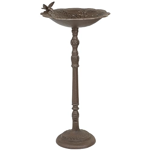 Moritz Vogeltränke Gusseisen Wildvogeltränke für Garten Vogelbad mit Ständer antikes Design 72cm hoch Braun von Moritz