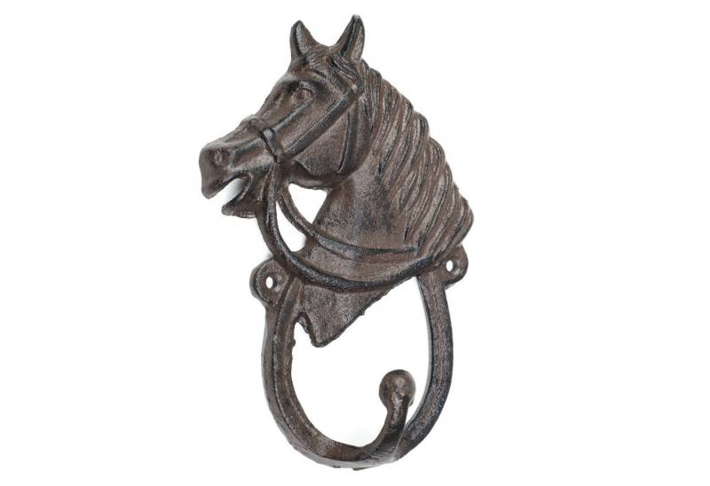Moritz Wandgarderobe Wandhaken Pferdekopf Gusseisen Vintage braun, Hakenleiste Haken Kleiderhaken Garderobenhaken Vintage von Moritz