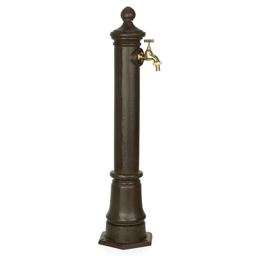 Wasserzapfstelle für Garten Wasserzapfsäule Antik-Stil Braun 80 cm Standbrunnen von Moritz