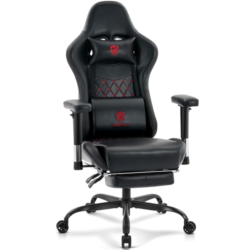 Morkprism Gaming-Stuhl, Computer-Bürostuhl mit Fußstütze, Massage-Lendenwirbelstütze und Gel-Pad, ergonomischer Lederstuhl mit Kopfstütze, verstellbaren Armlehnen und Federkissen, Schwarz / Rot Morkprism Gaming-Stuhl, Computer-Bürostuhl mit Fußstütze, Massage-Lendenwirbelstütze und Gel-Pad, ergonomischer Lederstuhl mit Kopfstütze, verstellbaren Armlehnen und Federkissen, Schwarz / Rot von Morkprism