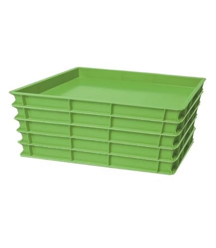 Morleos 5x Pizzaballenbox | 60x40x7 cm | Grün | Made in Italy | Gärbox Teigballenbox Teigwanne Teigbox Teigkasten Hefekiste | stapelbar | Pizza - Waffel - Kuchen - Brotteig von Morleos