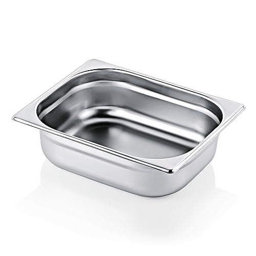 Morleos GN 1/2 100 mm - 6 L Gastronormbehälter aus rostfreiem Edelstahl 325 x 265 mm | stapelbar & rostfreier GN Behälter | Gastronomie-, Event- & Catering Zubehör aus robusten 0,7 mm Stahl von Morleos