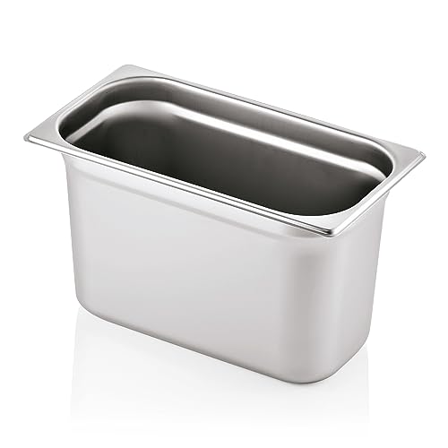 Morleos GN 1/3 200 mm - 7,8 L Gastronormbehälter aus rostfreiem Edelstahl 325 x 176 mm | stapelbar & rostfreier GN Behälter | Gastronomie-, Event- & Catering Zubehör aus robusten 0,7 mm Stahl von Morleos