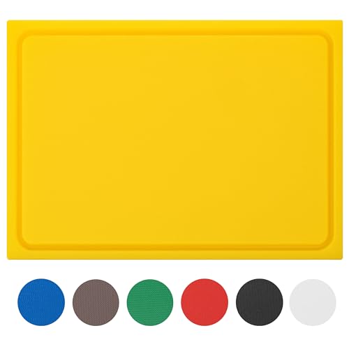 Morleos Schneidebrett Eco-Line Kunststoff spülmaschinenfest, extra schwer, messerschonend | ver. Farben & Größen | HACCP Gastro Küchenbrett | Schneidbrett mit Saftrille (Gelb - yellow, 45x30x2 cm) von Morleos