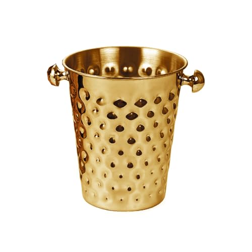 Morleos Sektkühler Hammerschlag Edition | Farbe: Gold | 19,7x23cm 7 Liter | Edelstahl | Flaschenkühler Weinkühler Champagnerkühler Getränkekühler Eiswürfelbehälter Eiseimer Gastronomie Barzubehör von Morleos