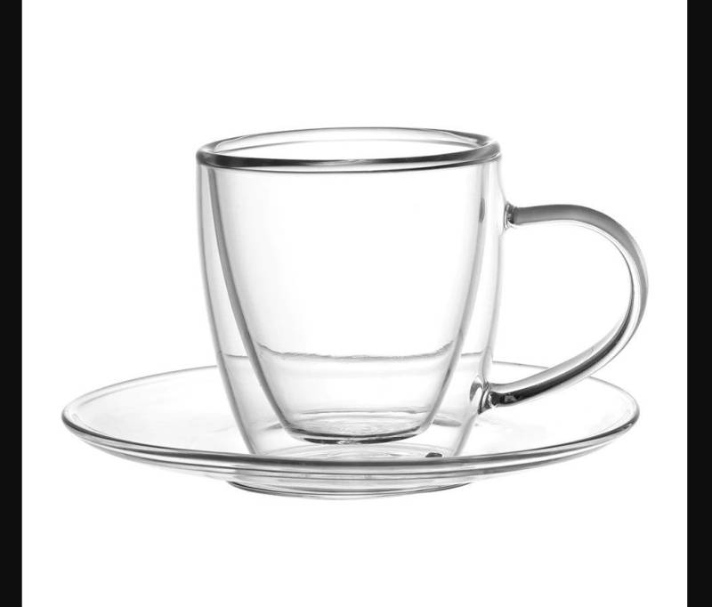Morleos Pizzaschieber Thermoglas Espresso Tee doppelwandiges Glas Triest 80 ml, 2er Set von Morleos