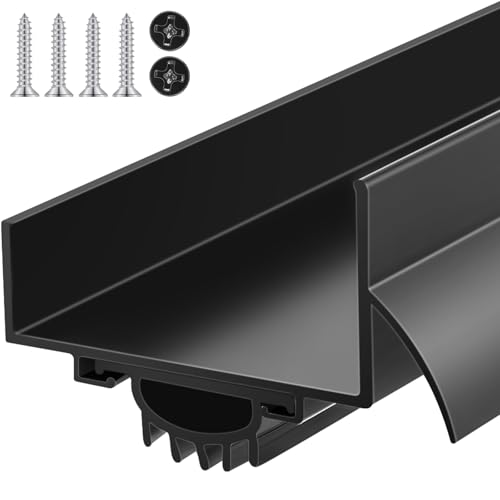 MorningRo 1 Stück U-förmige Aluminium-Tür-Bodenfeger mit Tropfkappe, schraubbarer Dichtungsleiste für außen, vorne, unten an der Tür (schwarz), 4,5 x 91,4 cm von MorningRo