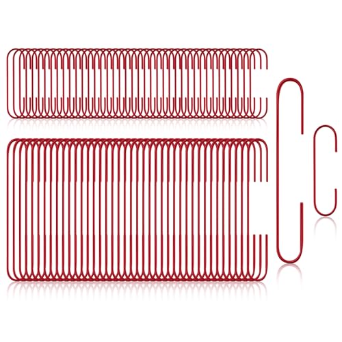 MorningRo 200 Stück Weihnachts-Ornament-Haken, 2 Größen C-Form, Weihnachtsbaumhaken, Metalldraht, Ornament-Kleiderbügel für Weihnachtsbaumdekoration, zum Aufhängen (rot) von MorningRo