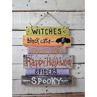 Halloween Leuchtreklame, Bezahlbar, Süßes Oder Saures, Ghoul, Goblin, Schwarze Katzen, Hexen, Kürbisse, Happy Halloween, Gespenstisch von MorningStarWoodSigns