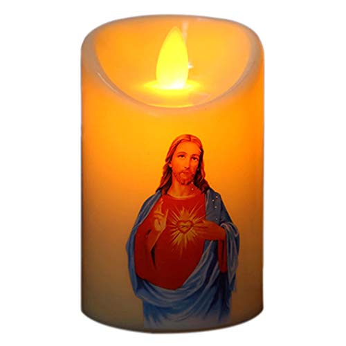 Morningmo Christ Candles Lampe LED Teelicht Stumpenlicht für kreative flammenlose elektronische Christusstatue 50,8 cm von Morningmo