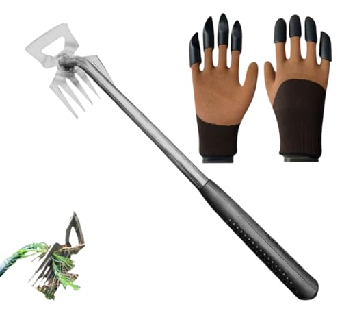 Manganese Steel 5-Tine Weeding Rake Gartenwerkzeug Unkrautstecher + Gartenhandschuhe mit Krallen – Manganstahl Unkrautjäter, Wurzelstecher und Handschutz für effizientes Jäten Manganese Steel 5-Tine Weeding Rake Gartenwerkzeug Unkrautstecher + Gartenhandschuhe mit Krallen – Manganstahl Unkrautjäter, Wurzelstecher und Handschutz für effizientes Jäten von Mornly