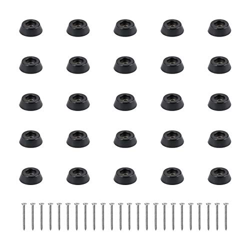 Morobor 40 Stück Gummifüße, zum Anschrauben, rund, schwarz, Bodenschoner für Schrank, Tisch, Stuhl, Sofa (L x B x H): 15 x 12 x 8 cm. von MOROBOR