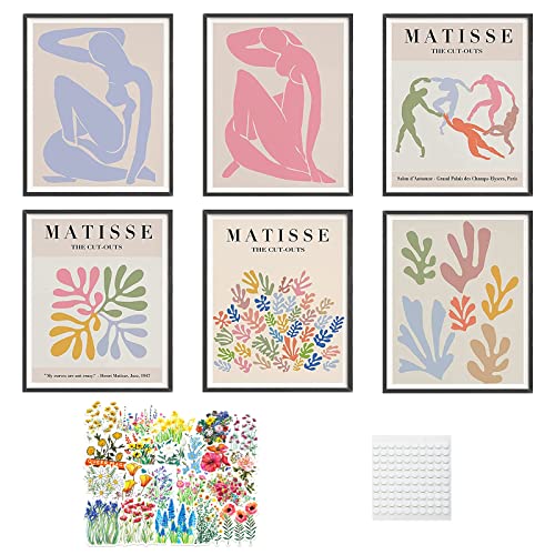 MOROBOR Matisse Wandkunst-Ausstellungsposter, Henri Matisse-Poster für Zimmer, ästhetische, rahmenlose, abstrakte Kunstdrucke (20,3 x 25,4 cm), 6 Stück von MOROBOR