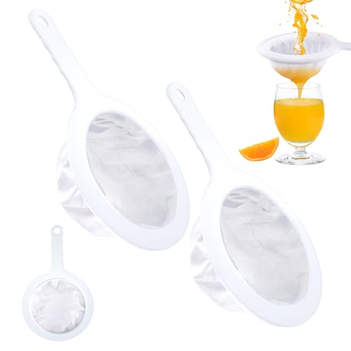 2 Stück Sieb Fein, Feines Sieb Mit Griff 200/400 Mesh Haarsieb, Küche Netzsieb, Nylon Fein Sieb, Lebensmittel Feines Sieb, Ultrafeines Netzsieb Trichterfilte Haushaltssieb für Saft, Milch, Kaffee von Morocket
