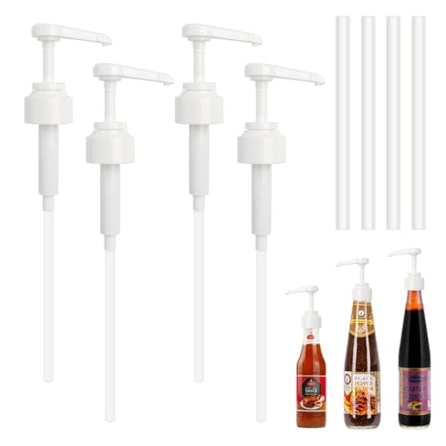 4 Stück Dosierpumpe für 25-40 mm Wiederverwendbar Pumpaufsatz Gewinde Flasche Dosierspender Dispenser Sirup Pumpe Kunststoff Ersatz Sirup Pumpe für 500ml/1000ml Flasche (Weiß) von Morocket