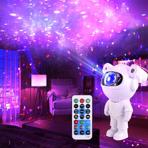 Morofme Astronaut Sternenhimmel Projektor, Galaxie Projector Nachtlicht mit Bluetooth Musik abspielbar, Timer, Fernbedienung, Sternennebel Decke Atmosphäre LED für Raumdekoration,Geschenk, Party von Morofme