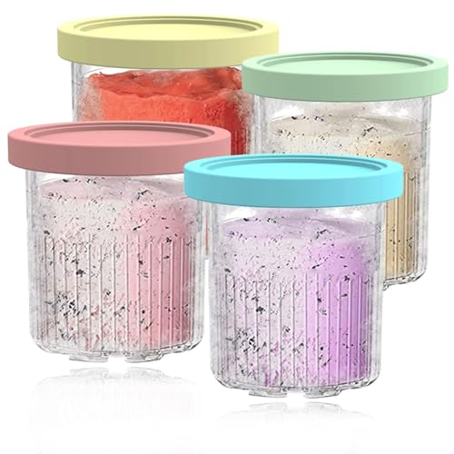 Morofme Ersatz für Ninja Creami Deluxe Pints und Deckel 4er Pack - 24oz wiederverwendbare Eiscremebehälter Tassen Gläser Wannen Kanister Set kompatibel mit NC501 NC500 Serie Ninja Ice Cream Maker von Morofme