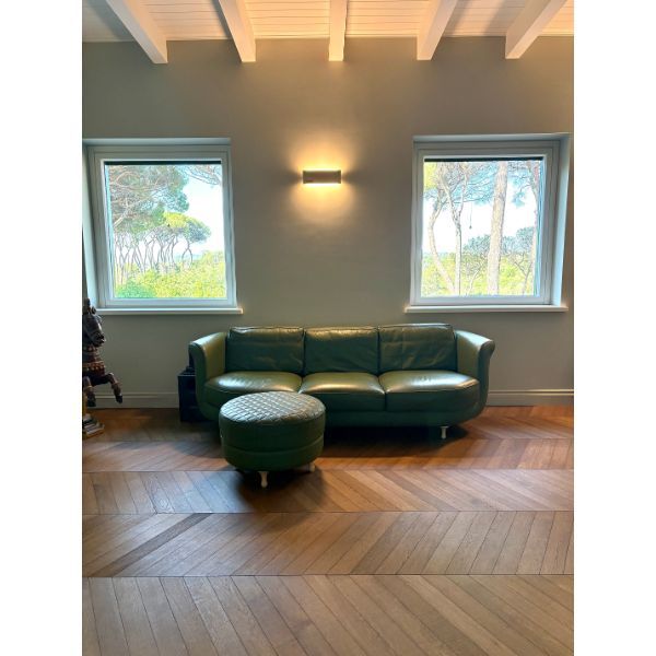 Big Mama 3-Sitzer Ledersofa Grün mit Hocker Set von Massimo Iosa Ghini, Moroso von Moroso