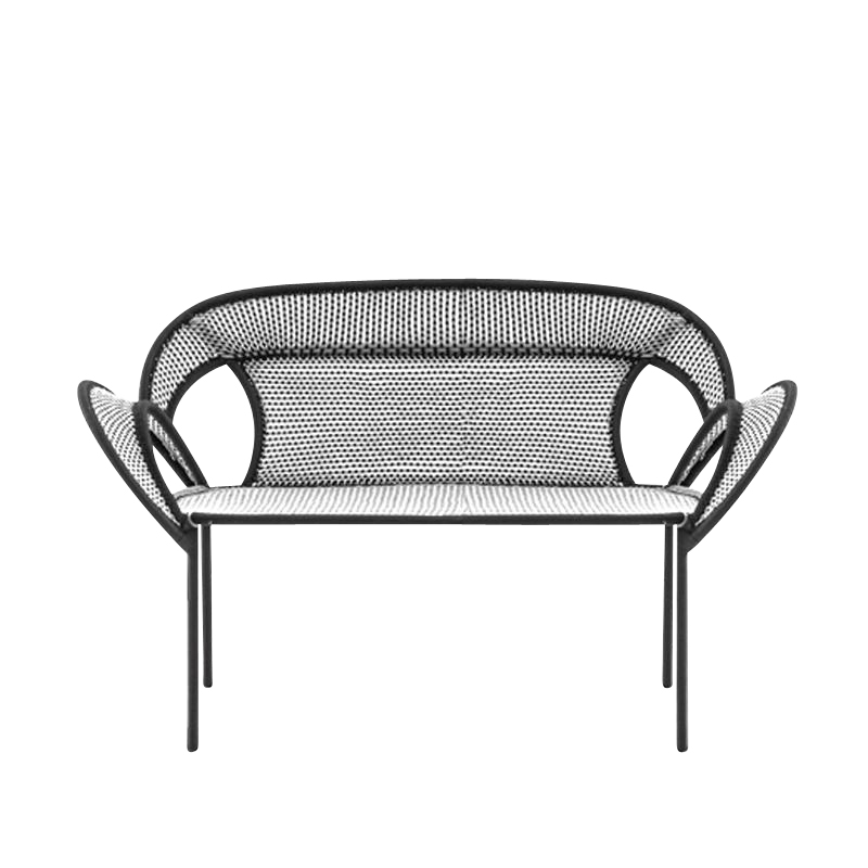 Moroso - Banjooli 2-Sitzer Sofa - schwarz/weiß/handgeflochten/Gestell Stahl lackiert/BxHxT 143x88x72cm von Moroso
