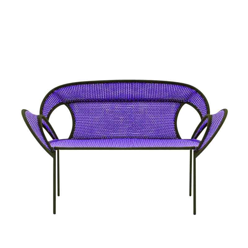 Moroso - Banjooli 2-Sitzer Sofa - violett/oxid/handgeflochten/Gestell Stahl lackiert/BxHxT 143x88x72cm von Moroso