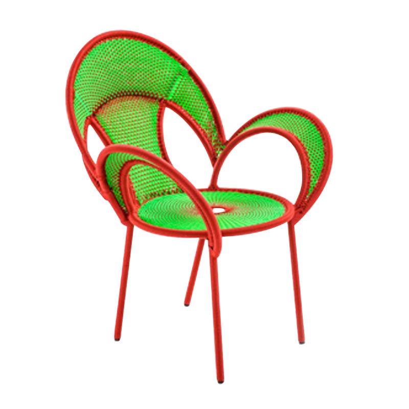 Moroso - Banjooli Sessel - hellgrün/rot/handgeflochten/Gestell Stahl lackiert/BxHxT 75x87x73cm von Moroso