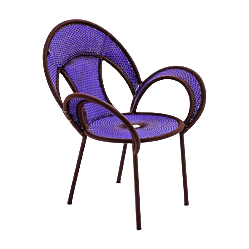 Moroso - Banjooli Sessel - violett/oxid/handgeflochten/Gestell Stahl lackiert/BxHxT 75x87x73cm von Moroso