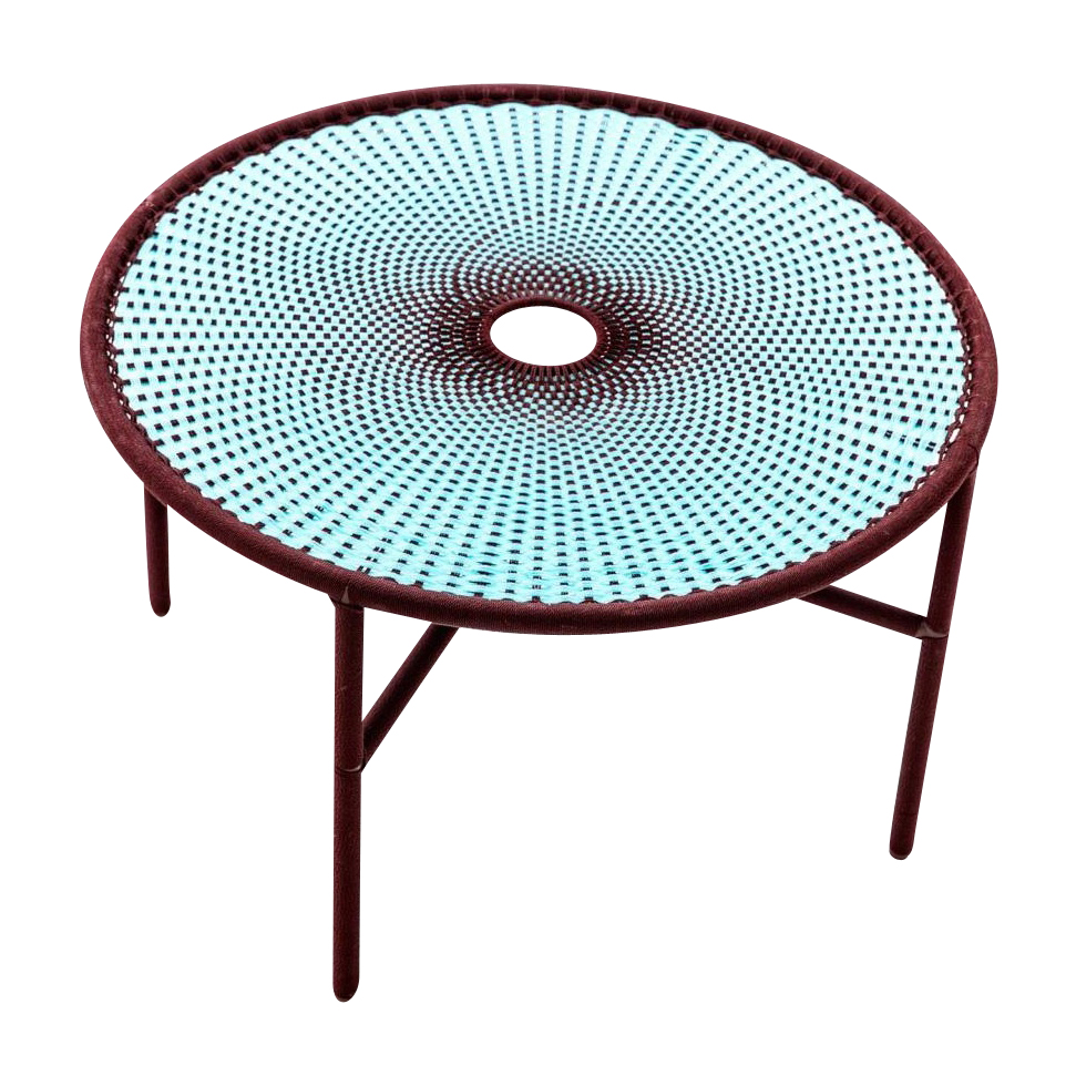 Moroso - Banjooli Tisch - oxid/wasser/handgeflochten/Gestell Stahl lackiert/H x Ø 72x96cm von Moroso