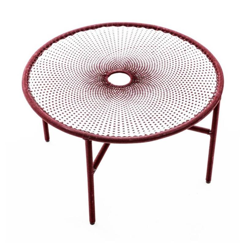 Moroso - Banjooli Tisch - rosa/rot/handgeflochten/Gestell Stahl lackiert/H x Ø 72x96cm von Moroso