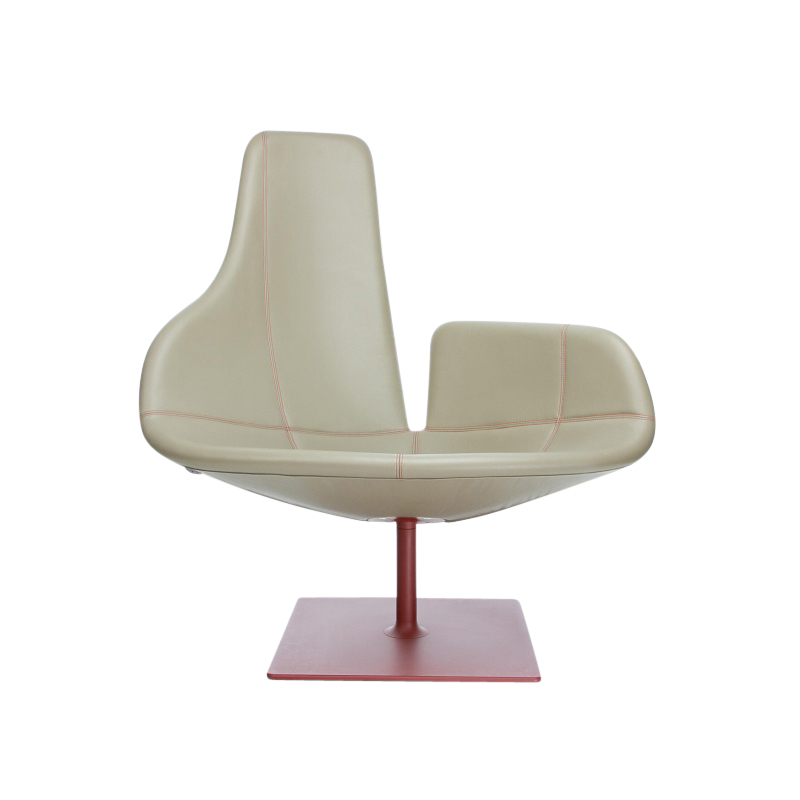 Moroso - Fjord Relax Drehsessel - grau/Nähte und Gestell rot/BxHxT 95x102x80cm von Moroso