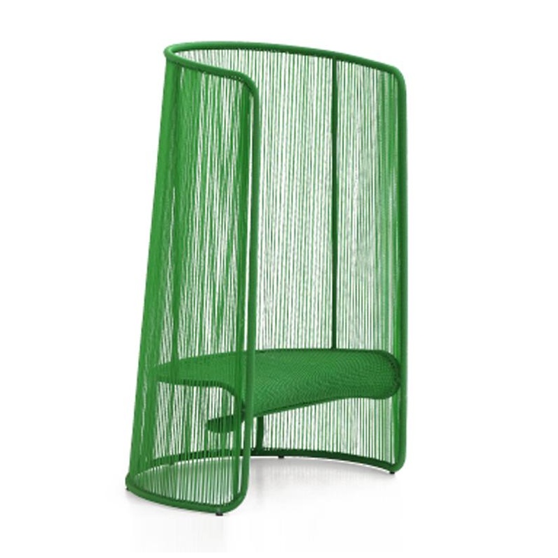 Moroso - Husk L Sessel - grün/handgeflochten/Gestell Stahl lackiert/BxHxT 100x140x70cm von Moroso