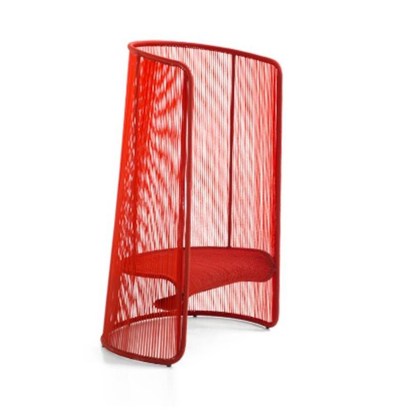 Moroso - Husk L Sessel - rot/handgeflochten/Gestell Stahl lackiert/BxHxT 100x140x70cm von Moroso
