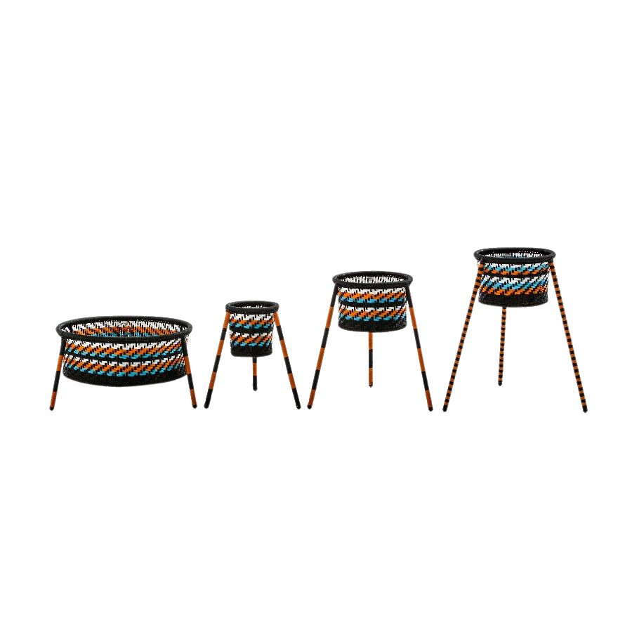 Moroso - Jardin Suspendu Pflanzenkorb 4er Set - orange/weiß/blau/schwarz/H x Ø 57x47cm/4 Stück von Moroso