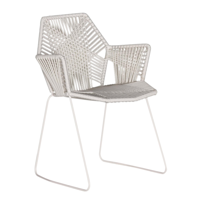 Moroso - Tropicalia Armlehnstuhl - quartz weiß/signalweiß RAL9003/Sitzschale Polymer/Gestell Stahl lackiert/BxHxT 59x81x56cm von Moroso