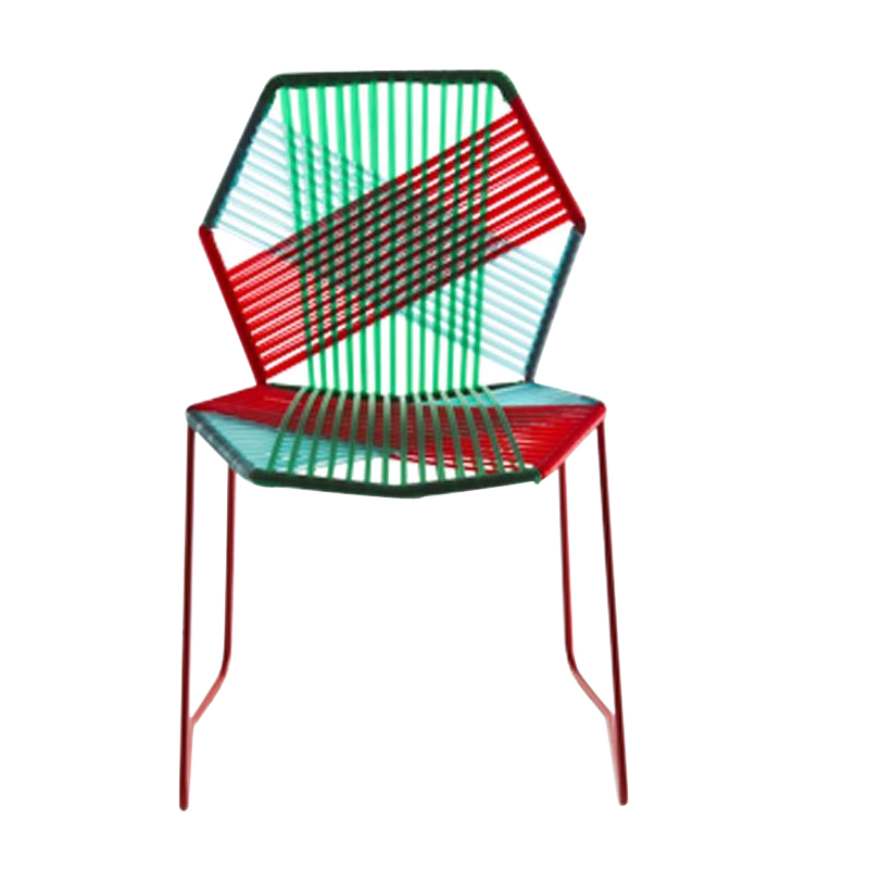 Moroso - Tropicalia Stuhl - dschungel/Sitzfläche Polymer Kunststoffgarn/Gestell verkehrsrot RAL3020/BxHxT 54x81x56cm von Moroso