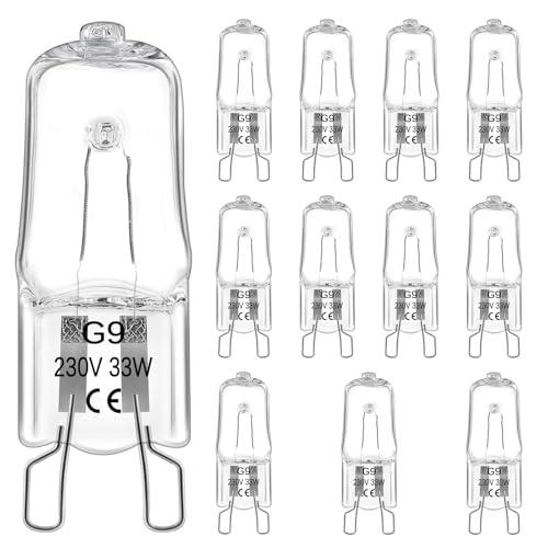 Morotty 12 Stück G9 Halogen Leuchtmittel 33W 230V, Glühbirne Halogen Dimmbar 2800k Warmweiß, 300 Grad, Halogenlampe G9 für Ofen-und Mikrowellenherd, Kronleuchter, Kabinettbeleuchtungen Morotty 12 Stück G9 Halogen Leuchtmittel 33W 230V, Glühbirne Halogen Dimmbar 2800k Warmweiß, 300 Grad, Halogenlampe G9 für Ofen-und Mikrowellenherd, Kronleuchter, Kabinettbeleuchtungen von Morotty