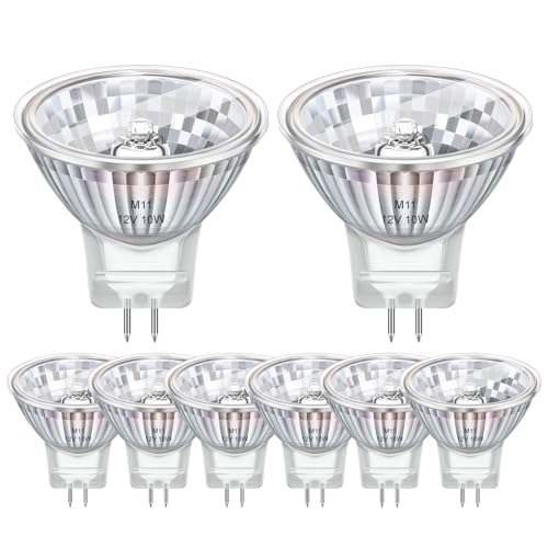 Morotty 8 Stück Halogen Leuchtmittel MR11 GU4, Halogen Spot 12v GU4 Dimmbar 10w 35mm, Reflektor Leuchtmittel 10w 12v MR11 Warmweiß 2800K von Morotty