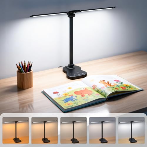 Morotty Schreibtischlampe,Led Tischlampen mit zwei Köpfen,5 Farbmodi,10 Helligkeitsstufen,Touch Control,45 Min Auto Timer,dimmbare Schreibtischlampe für Home Office Schlafzimmer Lesen Studie - Schwarz Morotty Schreibtischlampe,Led Tischlampen mit zwei Köpfen,5 Farbmodi,10 Helligkeitsstufen,Touch Control,45 Min Auto Timer,dimmbare Schreibtischlampe für Home Office Schlafzimmer Lesen Studie - Schwarz von Morotty