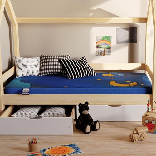 Morphea Matratze 70 x 140 cm für Kinder – 100 % Naturlatex – Baby-Latex – recycelte Bio-Baumwolle – wasserfest – Unterstützung Mi-Ferme – ideal für Babys und Kinder bis 40 kg – französische Marke von Morphea France